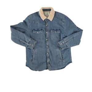 Mutual Weave Sherpa Lined Jacket Denim Mens M Pearl Snap Outdoors Farmcore